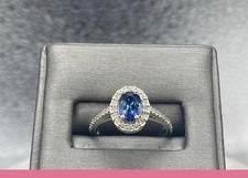 2Ct Oval Cut Simulated Blue Sapphire Halo Engagement Ring 14k White Gold Plated