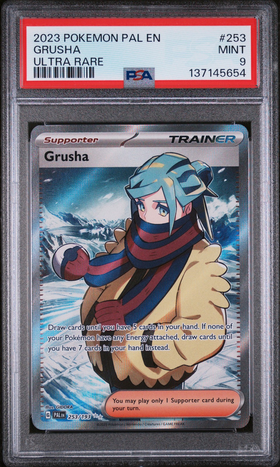 2023 POKEMON PAL EN-PALDEA EVOLVED ULTRA RARE #253 GRUSHA PSA 9