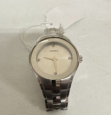 Fossil Women's Analog Stick Wristwatch Silver Sunburst Dial SS Bracelet