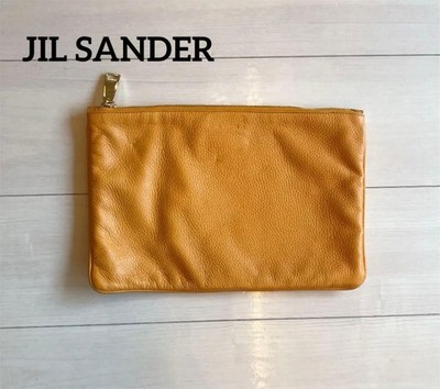 Jil Sander Clutch Bag Purse Leather in Orange USED Good Condition