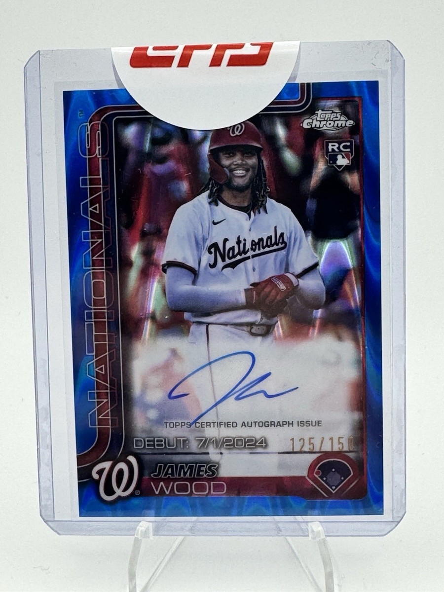 2025 Topps Chrome Update James Wood RC Debut Auto Blue Raywave 