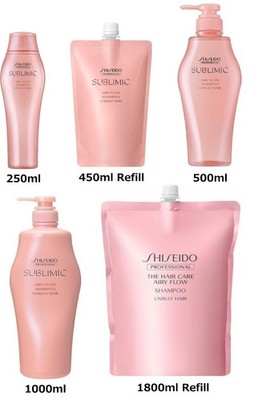 Shiseido Sublimic Airy Flow Shampoo Unruly Hair Smooth Salon 250-1800ml Japan