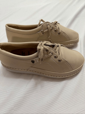 Finn Comfort Shoes Germany Womens 7.5 (38) Oxford Beige Leather Low Top Lace Up