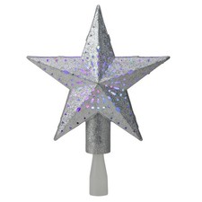 Kurt Adler 9" LED Sliver Glitter Star Christmas Tree Topper - Multi Lights