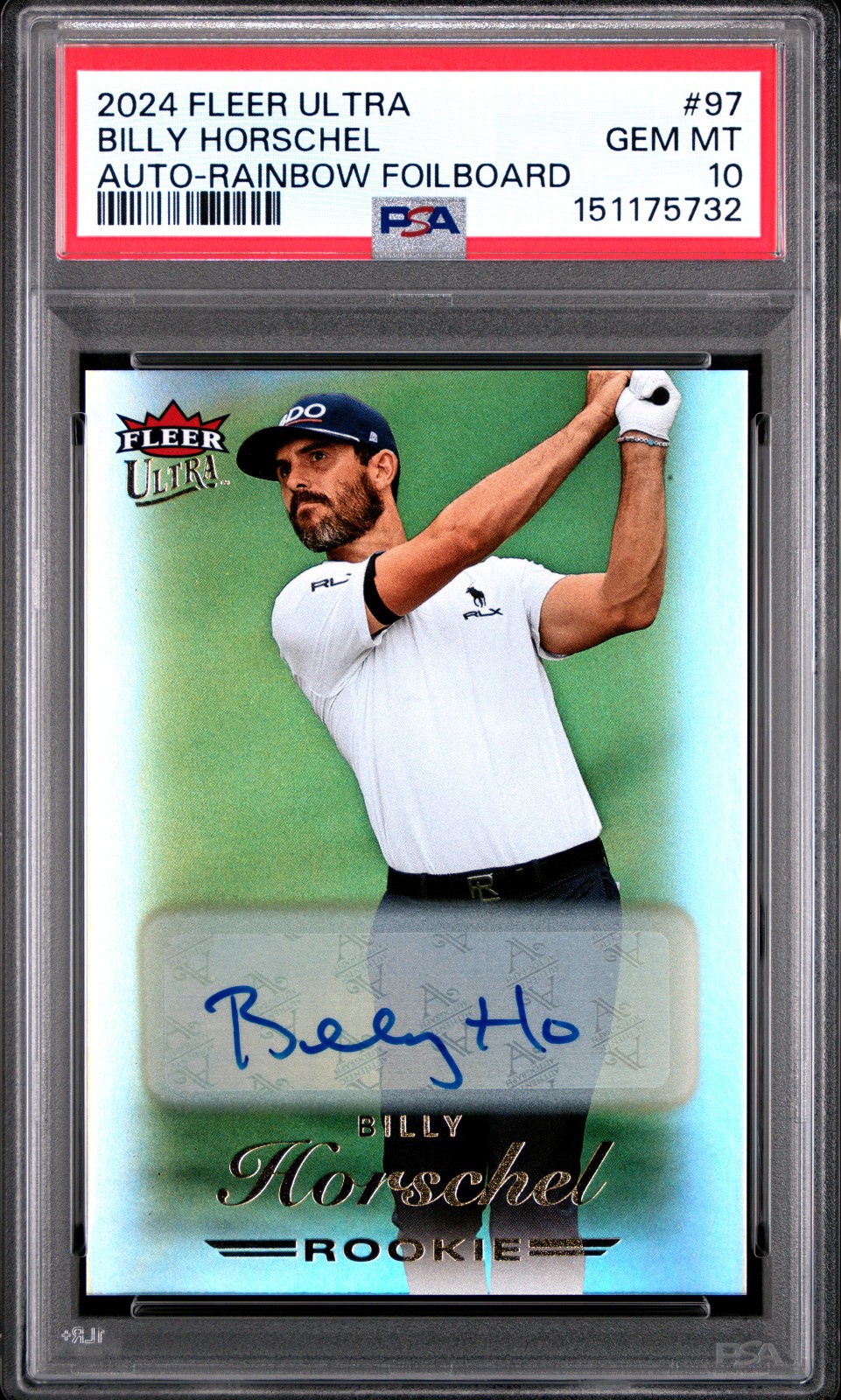 2023 Fleer Ultra Rookie Rainbow Foil Auto Billy Horschel PSA 10 GEM MINT POP 1 view 1