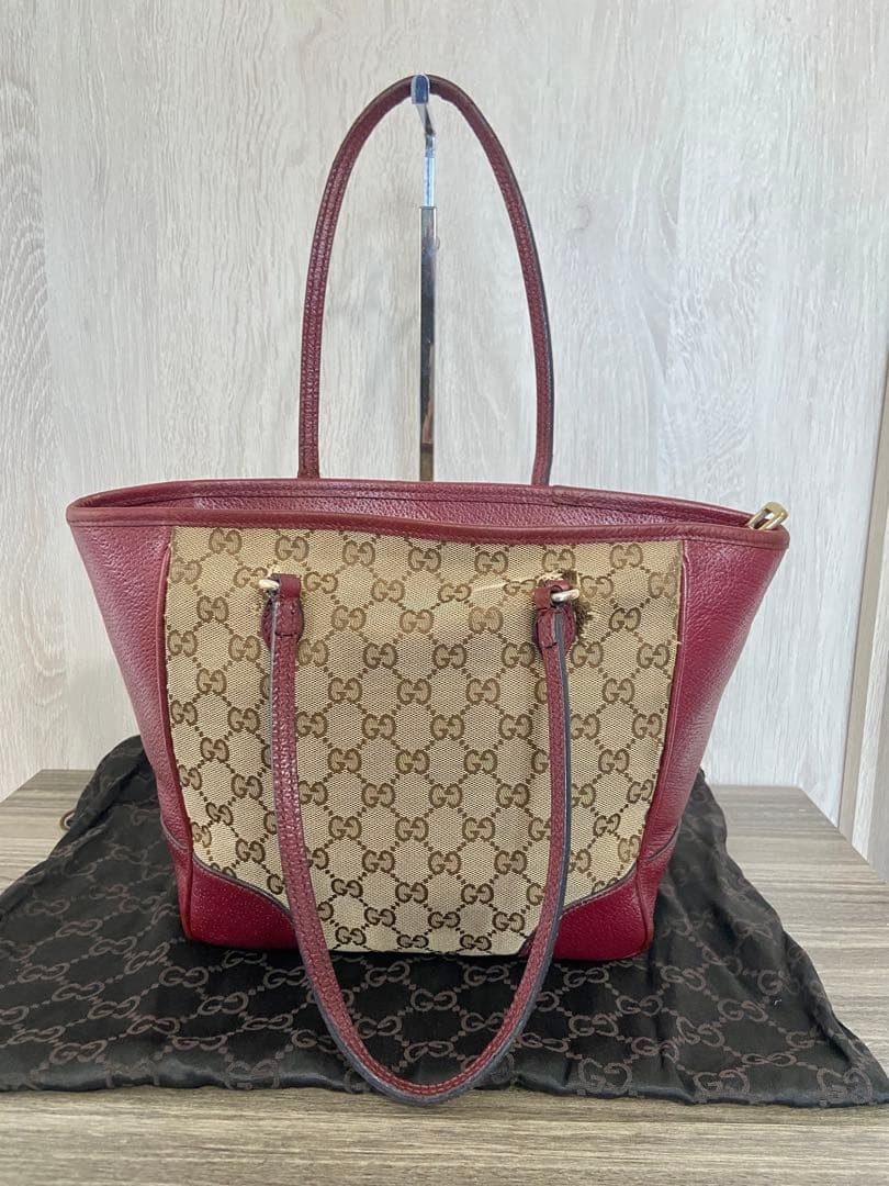 GUCCI Handbag Interlocking GG Pattern Canvas Leather Red — image 16