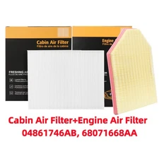 Cabin Air Filter+Engine Air Filter Kit For 2011-2023 Chrysler 300 3.6L 5.7L 6.4L