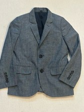 J.CREW Crewcuts Boy's LUDLOW Blazer Size 6 Blue Preppy Formal Chambray Cotton