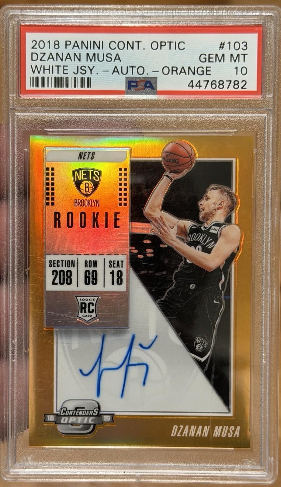 2018 Contenders Optic Rookie Orange Prizm /25 Dzanan Musa #103 Auto Psa 10 view 1