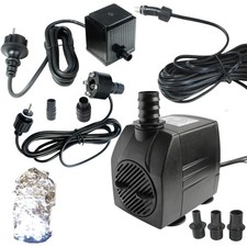 Springbrunnenpumpe mit 1x LED Quellsteinbeleuchtung Teichpumpe Bachlaufpumpe 12V