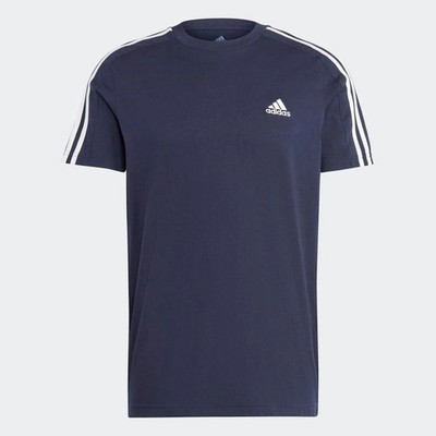 Adidas men Essentials Single Jersey 3-Stripes Tee - Legend Ink Blue - Size: M