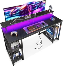 ODK 55 Inches Gaming Desk with LED Lights, Computer Desk 