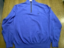 Men  s Chaps Blue 1/4 Zip Cotton Sweater Size L NWT