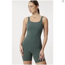 Nike Zenvy Short Bodysuit Vintage Green Romper L Dri-FIT Yoga Biker Shorts