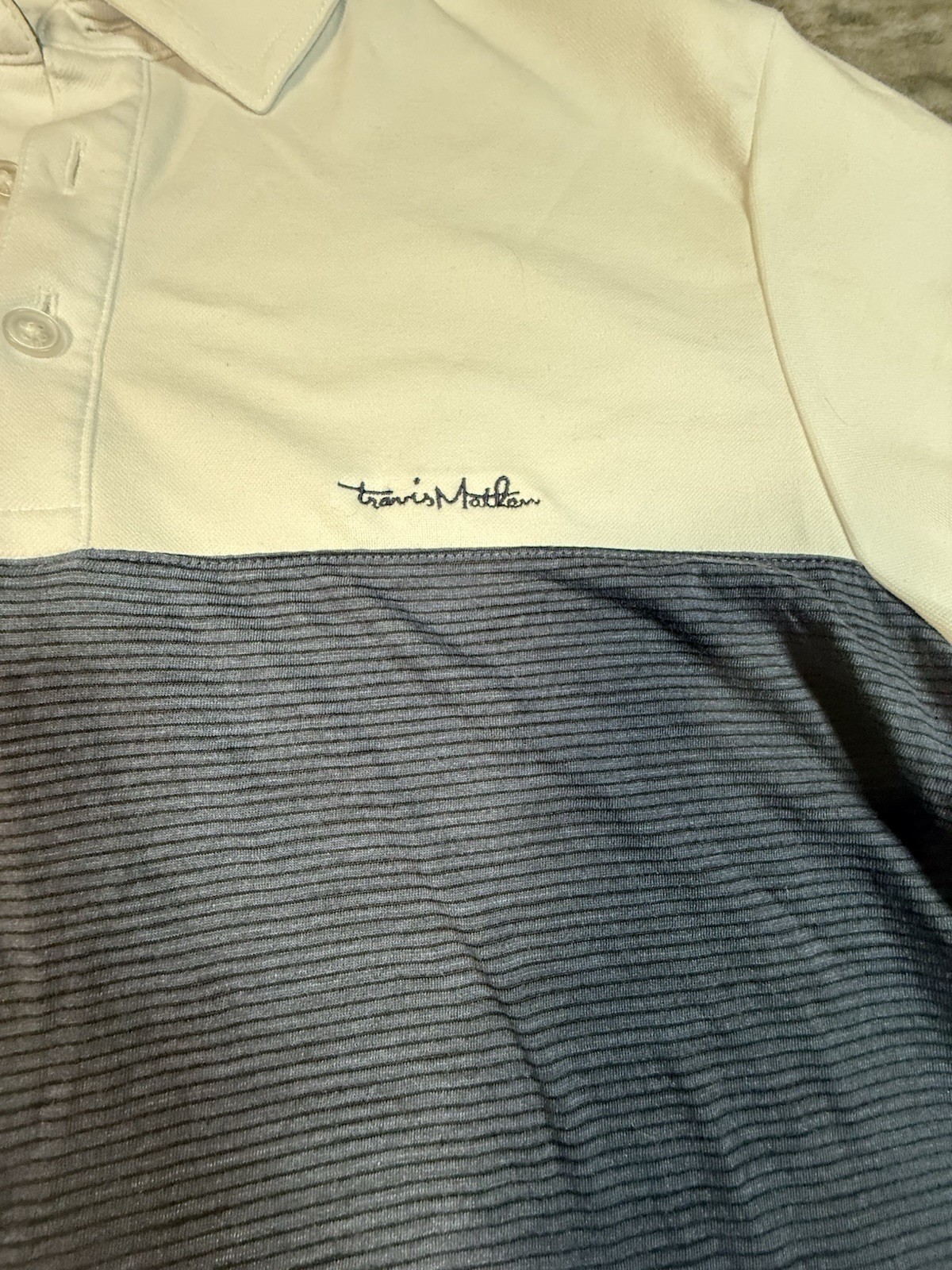 Travis Mathew Mens Polo Medium Solid & Striped Go… - image 4