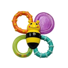 Sassy Bumble Bee Buzz N Bite Ring Rattle Baby Teether Chew Toy Development