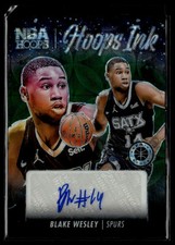 2023-24 Panini Premium #HI-WES Blake Wesley Hoops Ink Prem Green Prizm Auto #/8