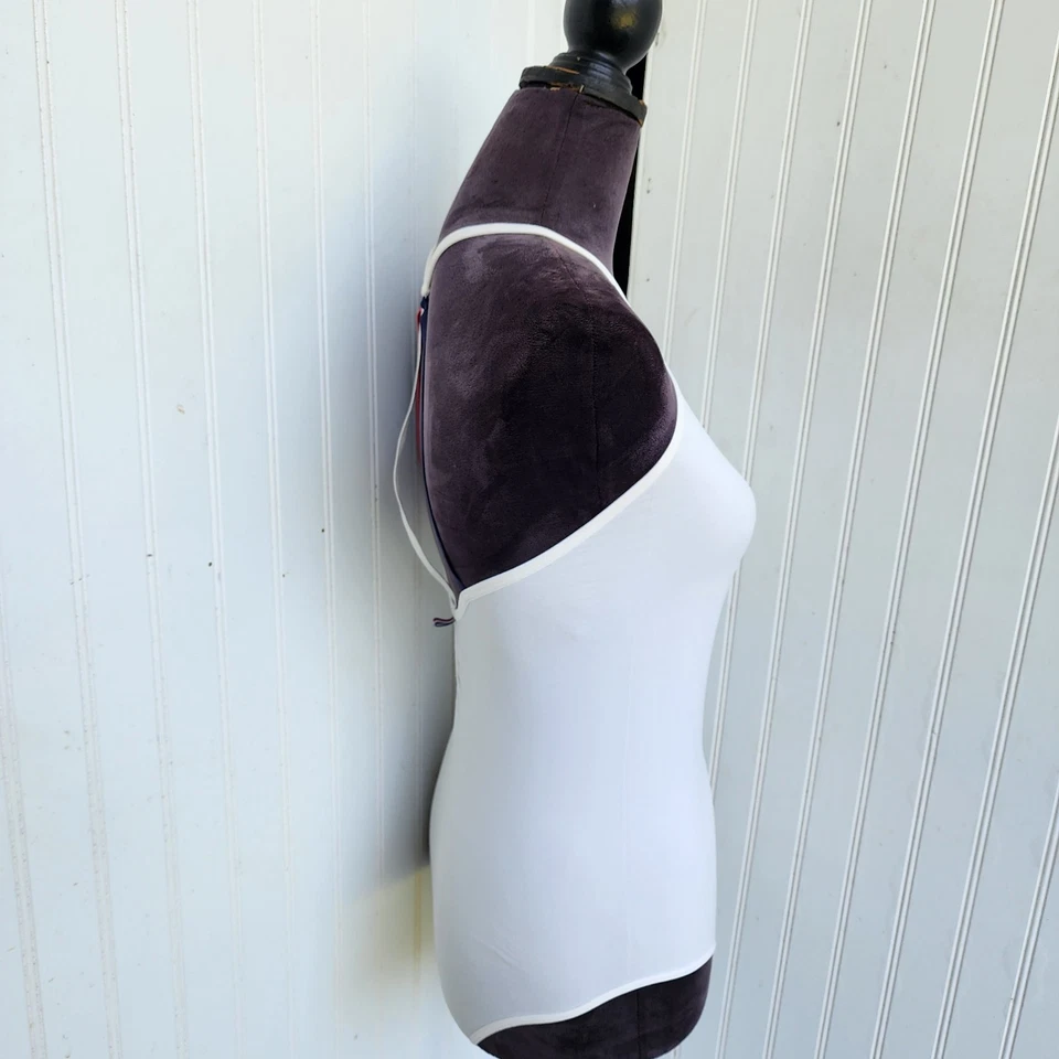 Tommy Hilfiger White Seamless Scrappy Bodysuit Red White Blue Straps Stretch M - Image 4 of 4