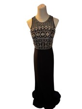 JVN by Jovani Maxi Beaded Dress Bridal/ Prom Size 4 Navy Blue
