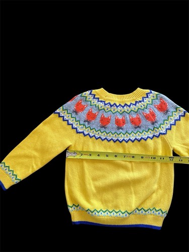 Mini Boden NWT Honeycomb Yellow Foxes Fair Isle Knit Sweater-2-3Yrs - Picture 4 of 5