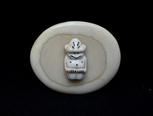 Vintage Handmade Carved Billiken Brooch Alaskan Inuit Good Luck Charm Brooch