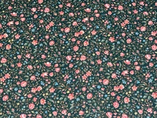 1/2 Yd Vintage Small Print Pink Blue Floral Vines Green Cranston Cotton Fabric