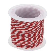 1.5mm Braided Cotton Cord, 11 Yards White/Red 4-Ply Bakers Twine