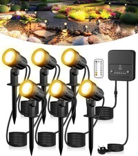 6 Packs Mains Powered Garden Spike Light Landscape Yard Adjustable Spotlights UK