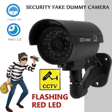CCTV FAKE DUMMY SECURITY CAMERA FLASHING LED SURVEILLANCE INDOOR OUTDOOR BLACK