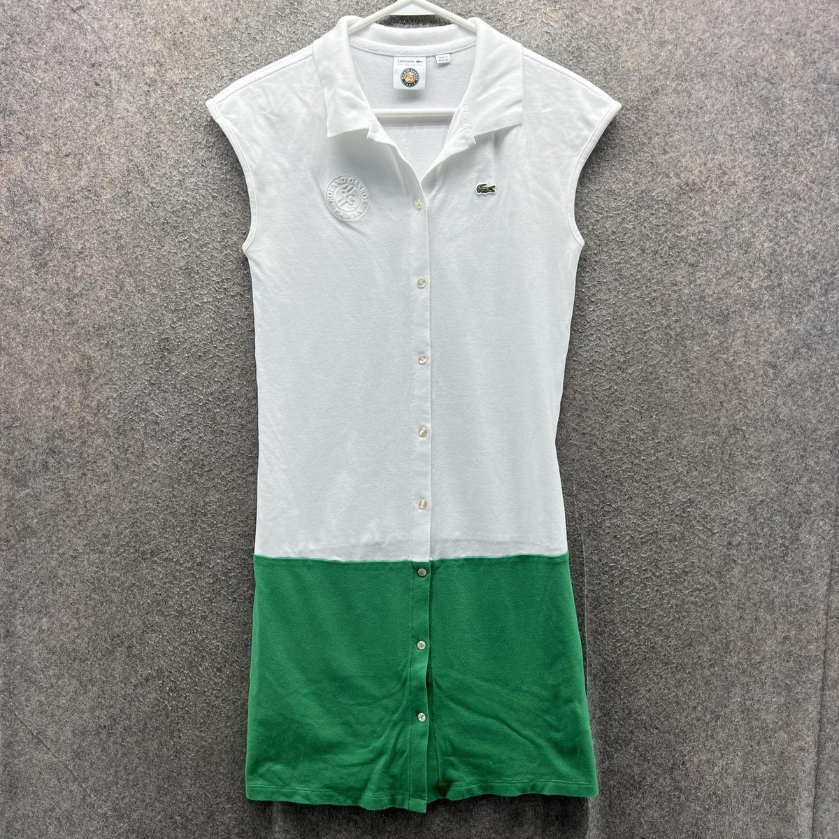 Lacoste Shirt Dress Womens Small White Green Tennis Roland Garros Sleeveless | eBay Lacoste Shirt Dress Womens Small White Green Tennis Roland Garros Sleeveless | eBay