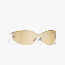 Chanel 9582/71787 Shield Sunglasses Gold Champagne Lens Rimless 142-115 NEW CASE