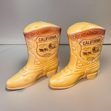 California Western Boots Salt Pepper Shaker Set Ceramic Vintage Made In Japan