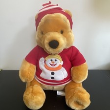 Disney Store Winnie the Pooh Plush Snowman Sweater Holiday Winter Hat