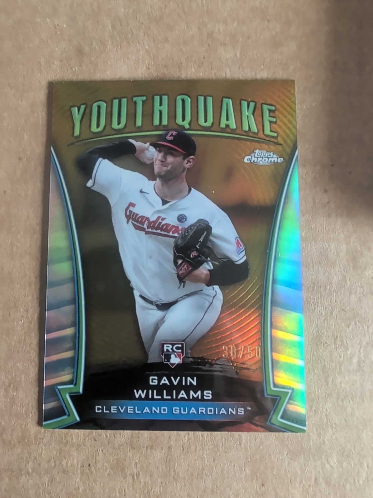 2024 Topps Chrome Gavin Williams Youthquake RC Gold Refractor /50 Guardians !!!