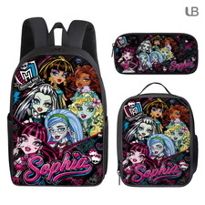 Personalized Monster Cartoon Backpack Set for School Girls