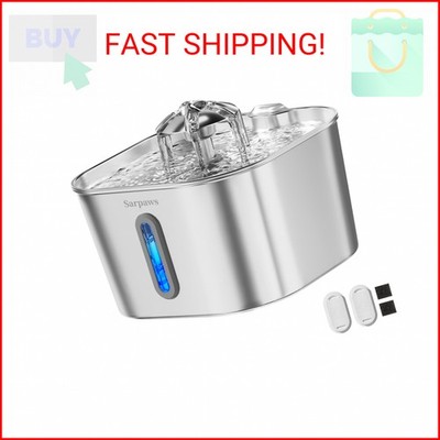 SARPAWS Cat Water Fountain Stainless Steel：74oz/2.2L Water Fountains for Cats In