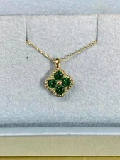 Lab-Created Green Emerald 2.00Ct Round Cut Beauty Pendant 14K Yellow Gold Plated