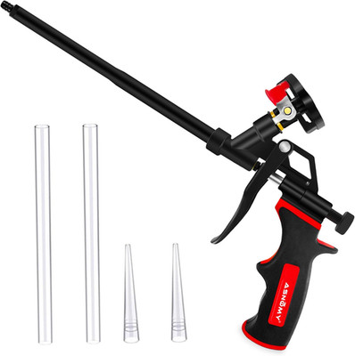 1 Pack Professional Expanding Foam Spray Gun,(1 X Foam Gun / 4 Nozzle) PU Foam G