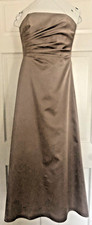 ABS Evening by Allen Schwartz Beige Satin Full Length Formal Strapless Dress  4