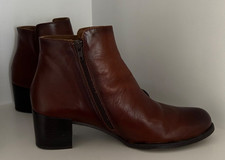 MASCARO - TAN LEATHER - BLOCK HEEL - ANKLE BOOTS  - EU 41 / UK 7.5