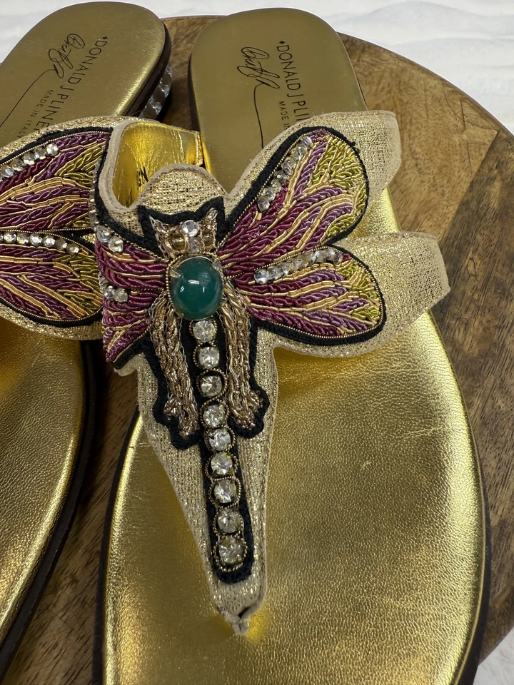 Donald J Pliner Zapatos Mujer Talla 8 Libélula Cuentas Sandalias Adornadas Italia Foto 3 de 4