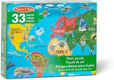 Melissa Doug World Map Floor Puzzle 33 Piece 3x2 Ft Educational Learning Toy