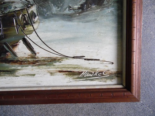 Coastal Scene with Blustery Weather over boat. Bill Hawkes Original Impasto Oil - Picture 4 of 6