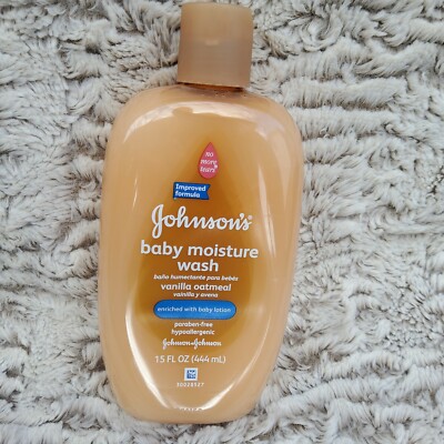 Johnson s Baby Moisture Wash w/ Baby Lotion Vanilla Oatmeal 15 fl oz New Sealed