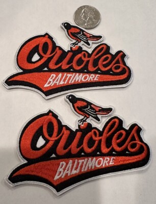 (2)- BALTIMORE ORIOLES Vintage Style Embroidered Iron On Patches 4 x 2.5  Nice!