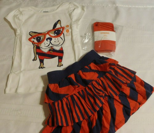 Gymboree Prep Perfect Size 5 Skirt Shirt Frenchie Tights Outfit NWT - Picture 1 of 5