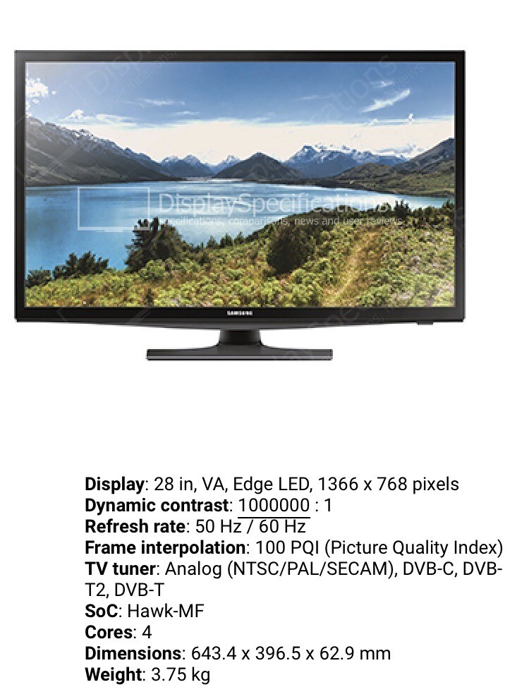 Samsung TV UE28J4100 28” Television With Wall Bracket & Remote Control