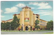 CORAL GABLES FL Postcard UNIVERSITY OF MIAMI Florida BUCKHANNON WV/West Virginia
