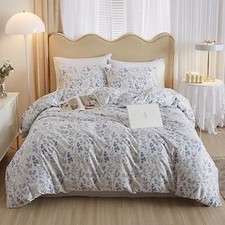 3 Pieces Duvet Cover Queen Size White Duvet Cover Queen 90"x90" Boho Floral 01