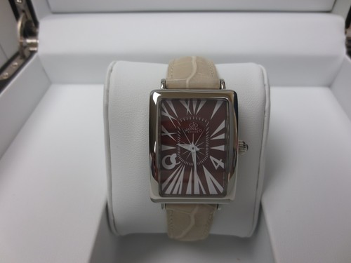 Gio Monaco Women's 237-A Angelo LII Maroon Dial Beige Leather Wristwatch - Picture 3 of 12